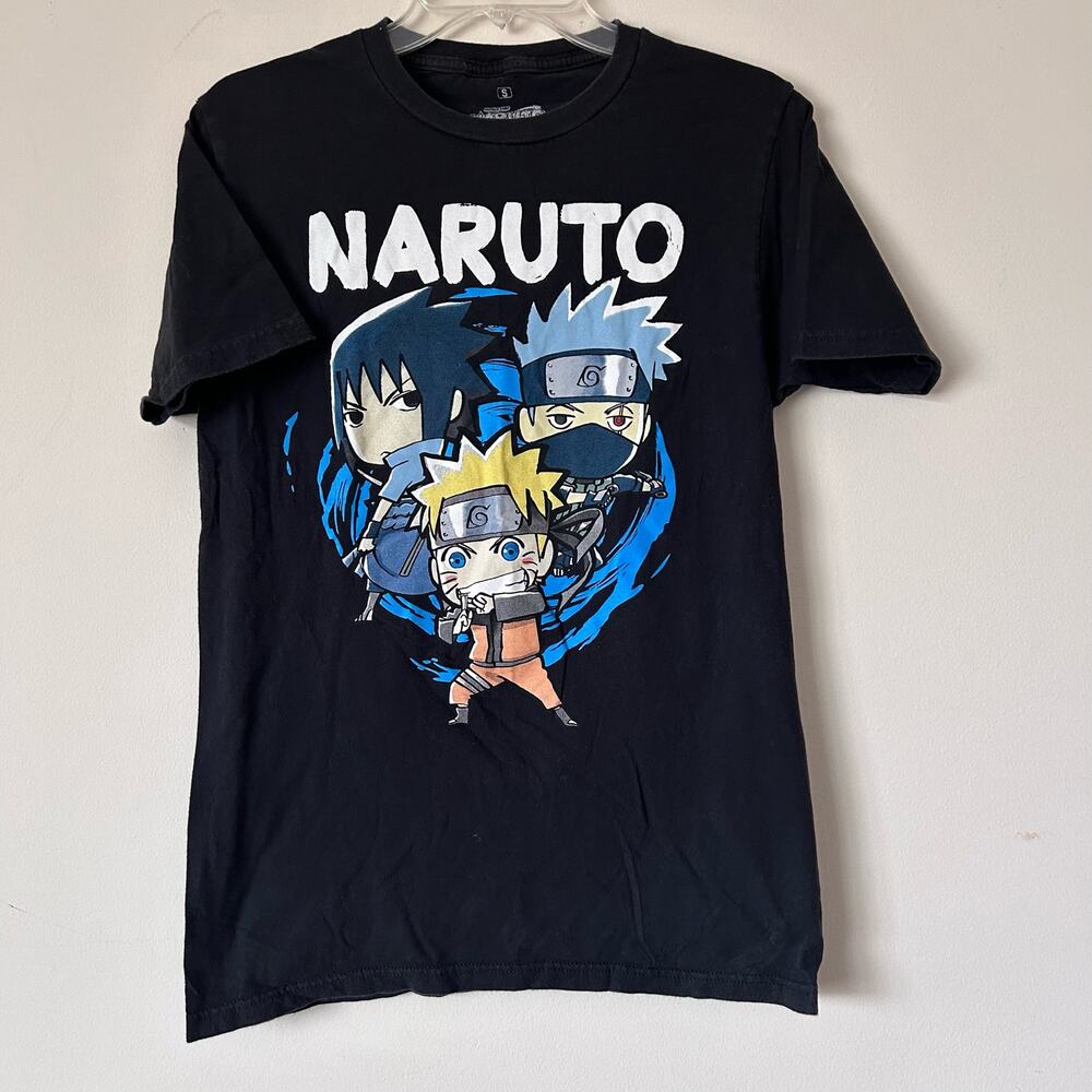 Naruto Shippuden Adult Anime Graphic T-shirt Small Black Men's Sasuke Kakashi